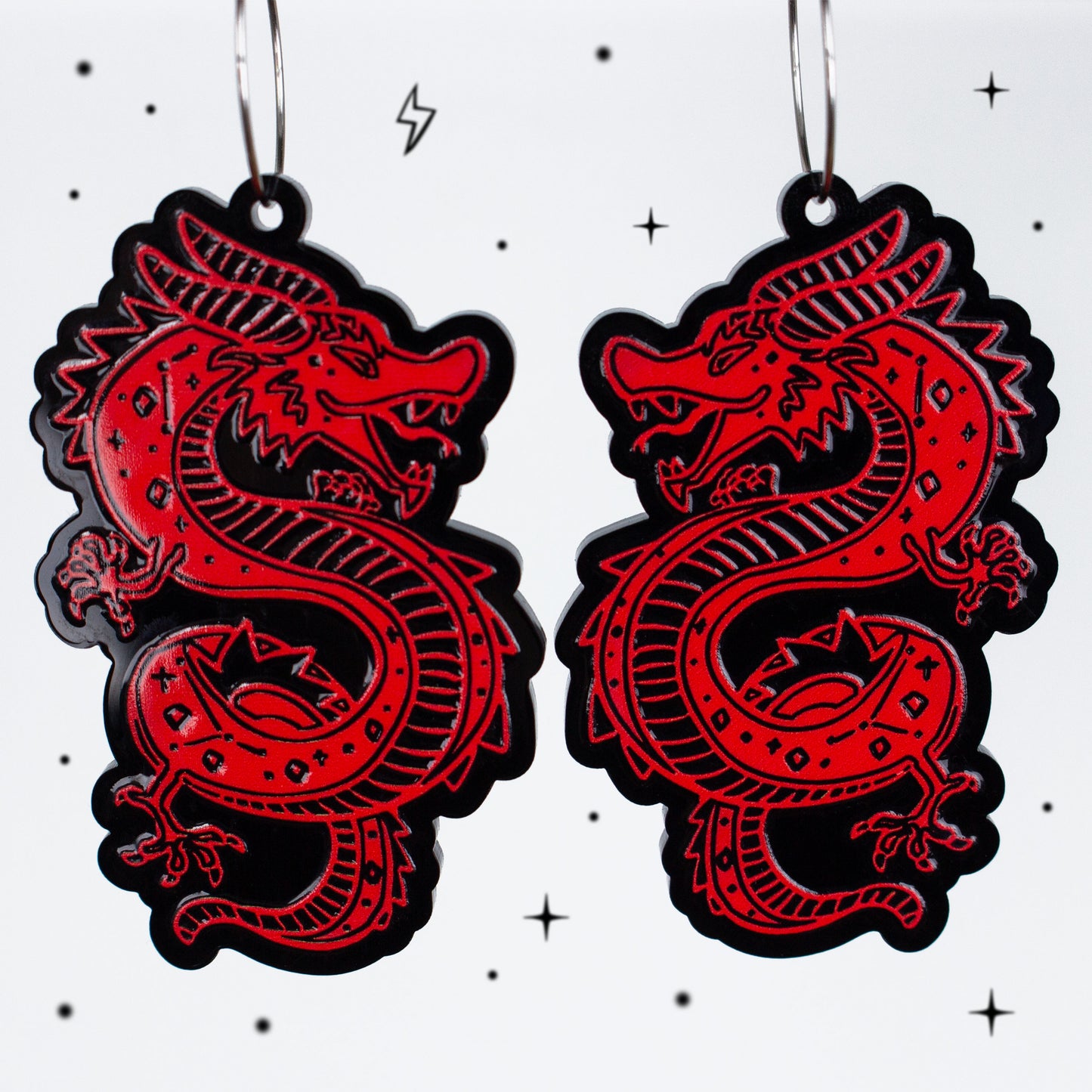 Pendientes - Dragón Rojo