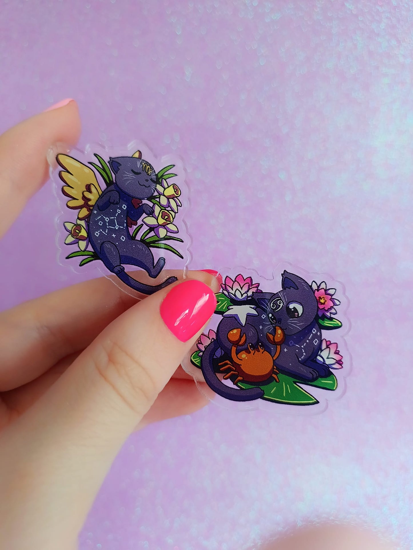 Pines acrílicos - Gatos del zodiaco